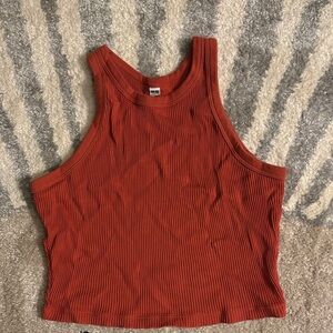 UNI QLO Rust Ribbed Tank Top